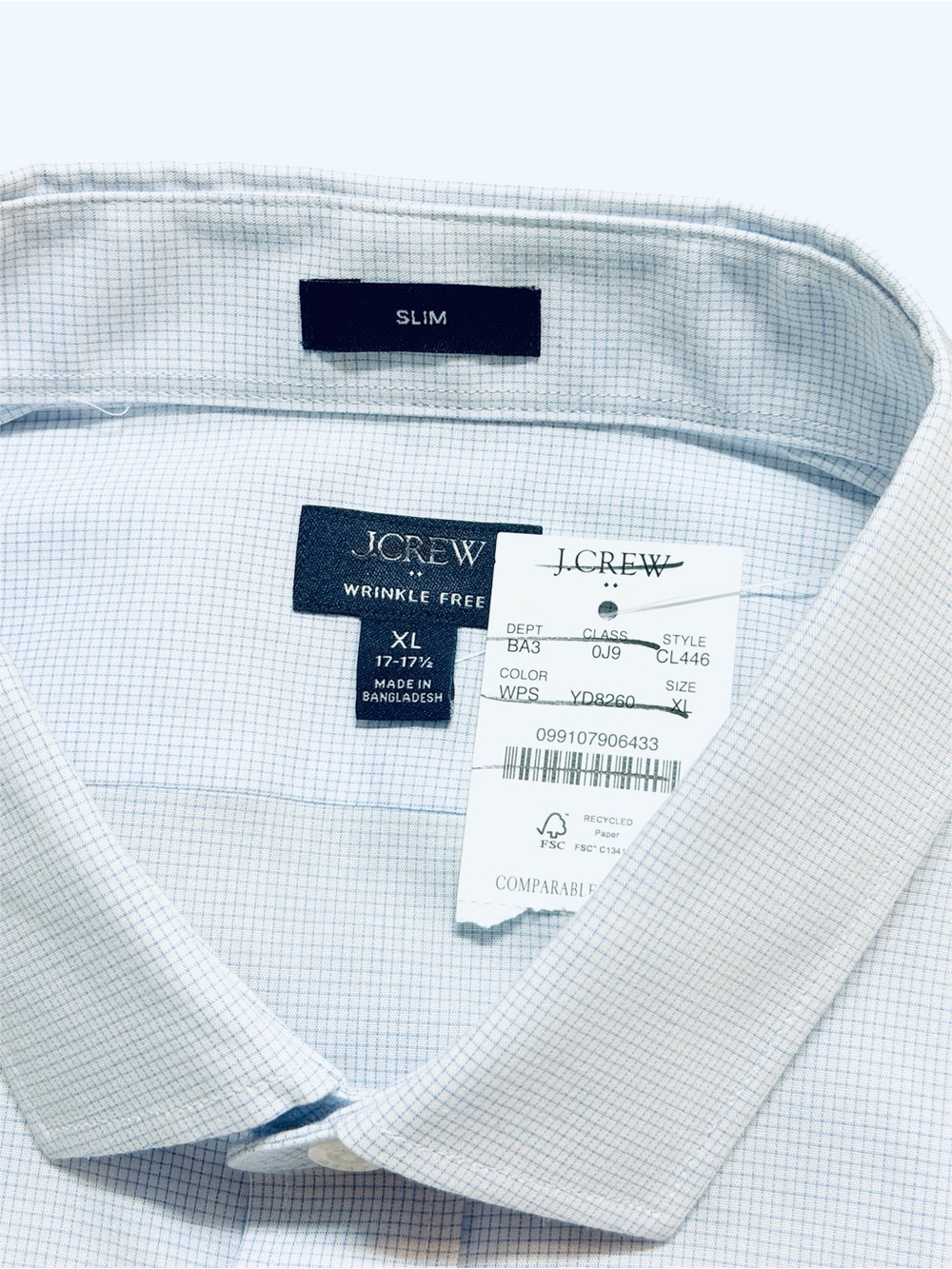 J.Crew Wrinkle-free dress shirt in White Pale Seascape size XL NWT - Picture 6 of 7